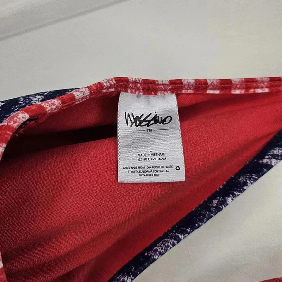 Mossimo Red White Blue Patriotic 4th Of July Swim Tankini Lined Bra Size Large - Picture 4 of 6